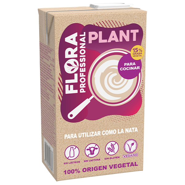 Flora Plant 15%. Alternativa a la nata 100% vegana y sin alérgenos. Alto rendimiento y estabilidad: no se corta al agregar ácidos.